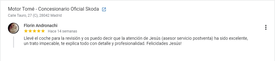Opiniones clientes Motor Tomé 