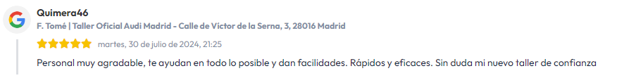Experiencia de clientes F. Tomé