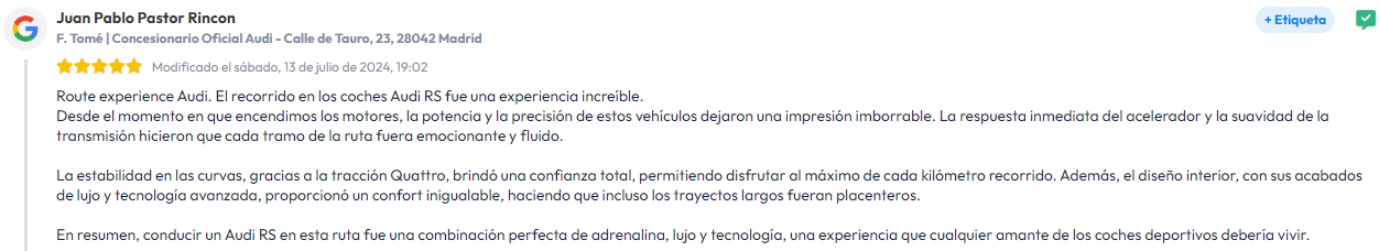 Experiencia de nuestros clientes F. Tomé