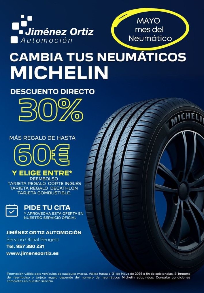 Promoción de neumáticos Michelin en Jiménez Ortiz Automoción